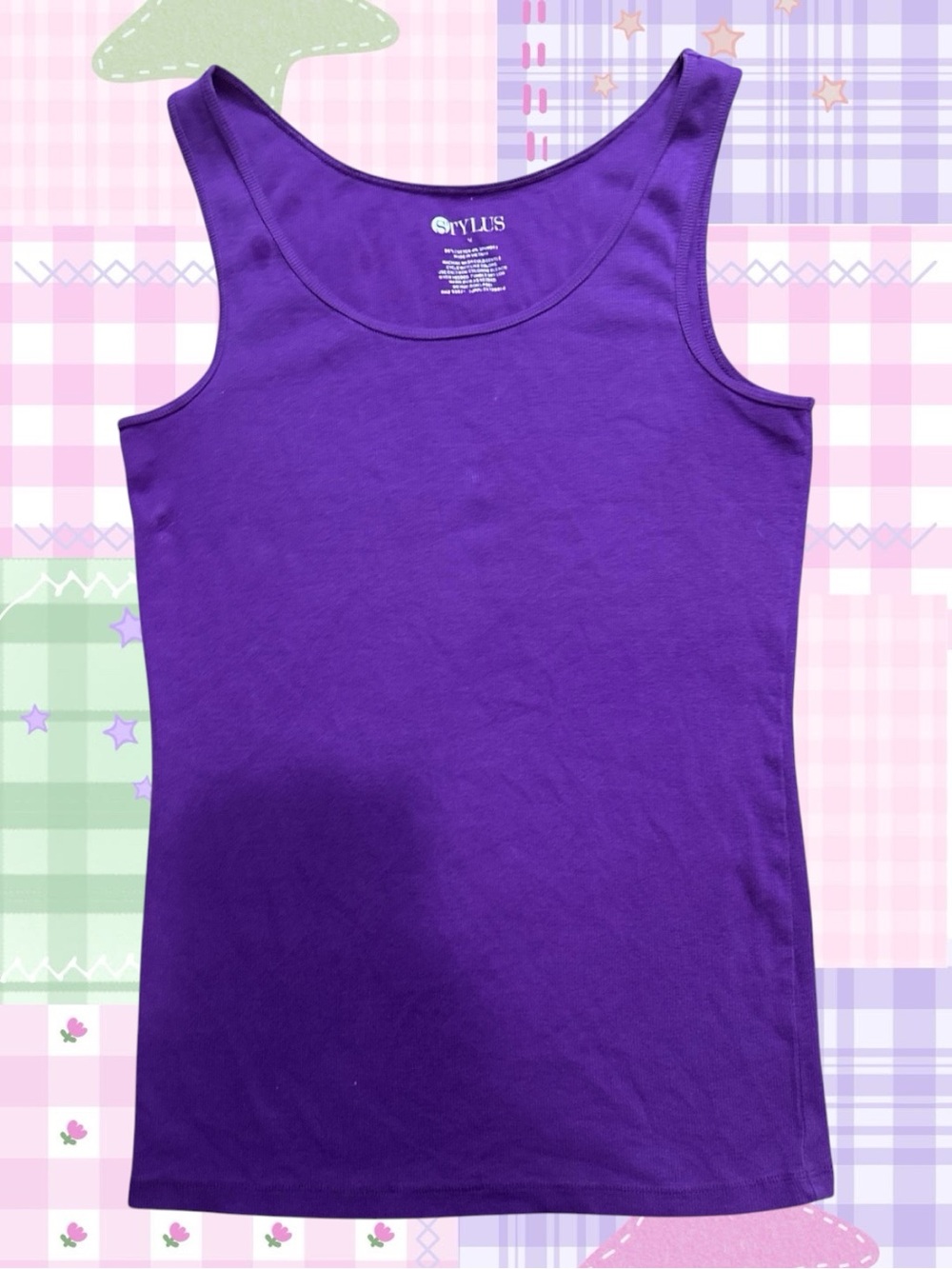 Stylus Purple Ribbed Tank Top Medium